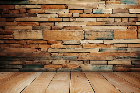 木质地板与砖墙的房间图片