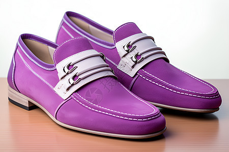 紫色优雅的皮鞋背景图片