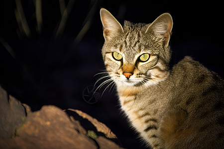 草原夜行猫小猫咪夜行高清图片