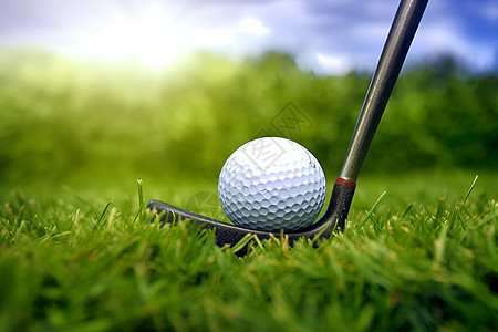 高尔夫球在草坪上背景图片