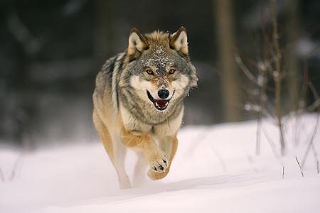 狼奔雪原图片