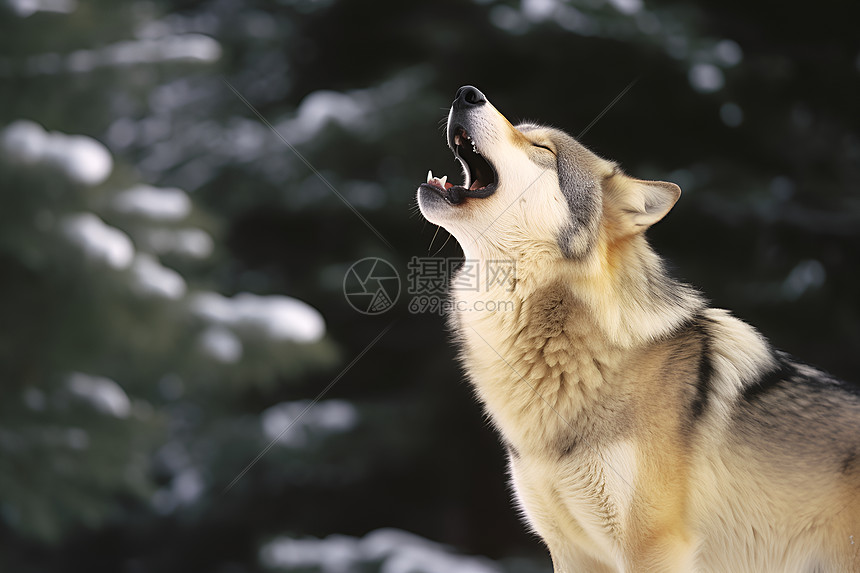 冬季狼之望天欲吠图片