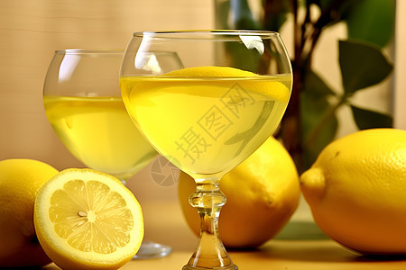 阳光下的柠檬饮料图片