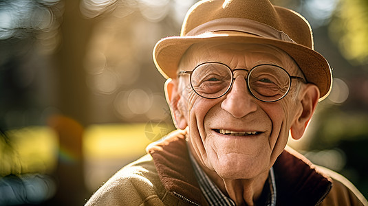 一位戴帽子戴眼镜的老人图片
