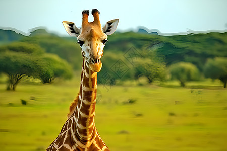 伸长脖子的长颈鹿高清图片