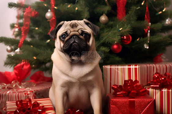 可爱的圣诞狗狗图片