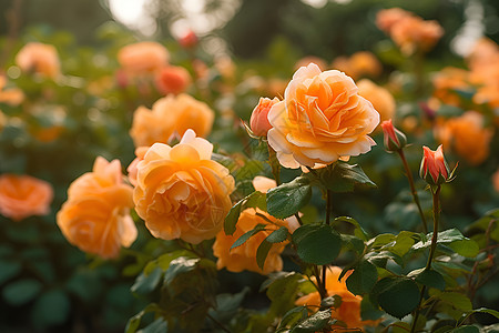 橙色玫瑰花园图片