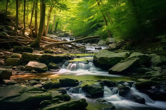 森林中的溪流图片