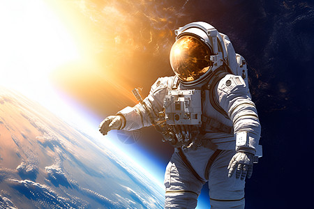 太空中的宇航员宇航员在太空中漂浮背景