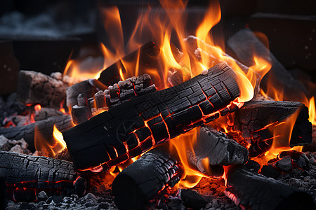 火热的火焰木制炽热高清图片