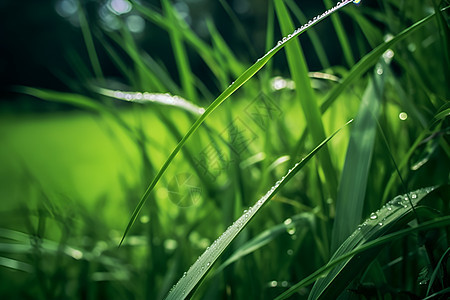 绿草叶子上的露珠背景图片