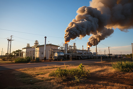 浓烟滚滚的工厂背景图片