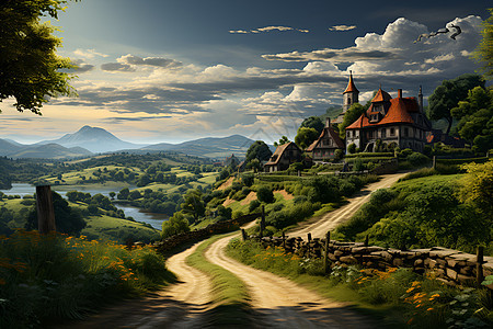 乡村城堡背景图片