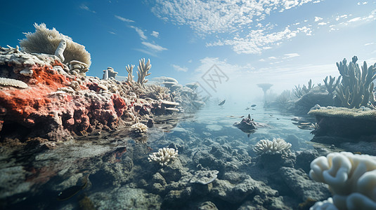 暴露在外的珊瑚礁图片