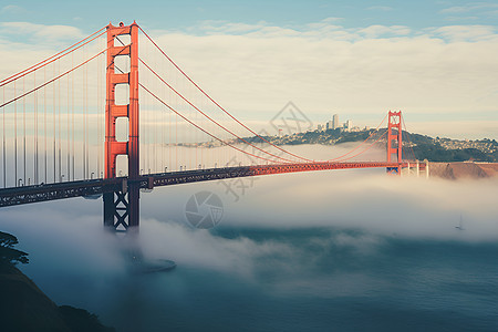 雾气茫茫中的大桥图片
