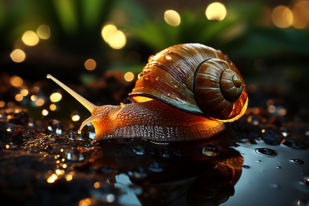 涟漪中蜗牛的壮丽之旅图片
