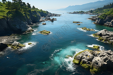 海上岛屿的山水如画图片