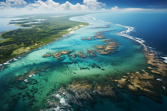 鸟瞰海湾壮丽景色图片