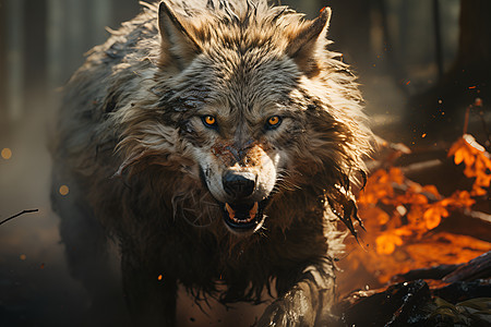 石头旁的独狼背景图片