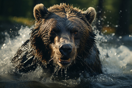 在水中洗澡的熊图片