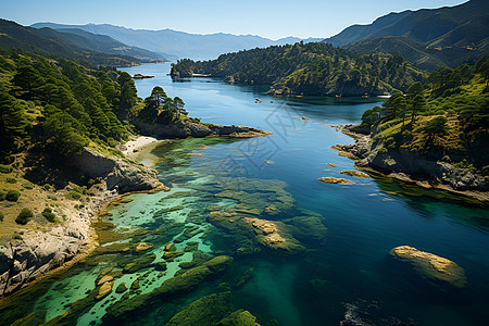 东方绿洲蓝天绿水中的岛屿背景