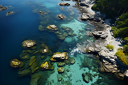 海水深浅颜色分明图片