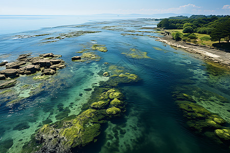 宁静海湾和岩石图片