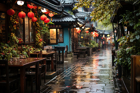 雨中街景图片