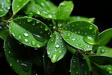 绿叶水滴绿叶上的水滴背景