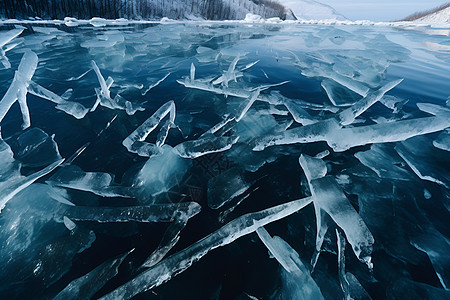 冰湖的美景背景图片