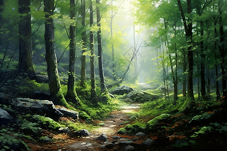 森林的壮丽画卷背景图片