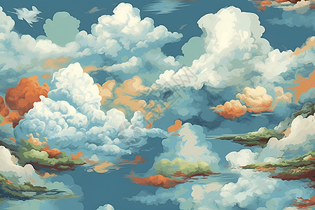 温柔笔触天空云朵图片