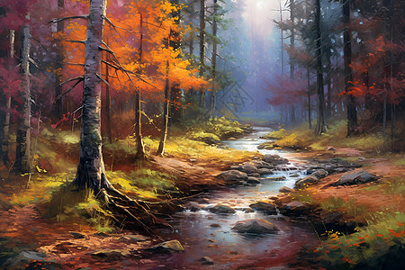 秋日的森林插画背景图片