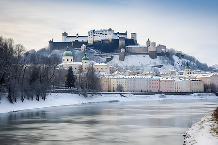 冬日奇幻城堡背景图片