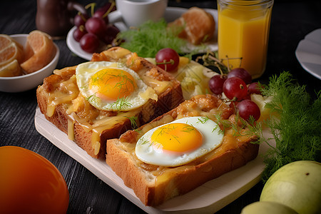 面包上营养的煎蛋背景图片