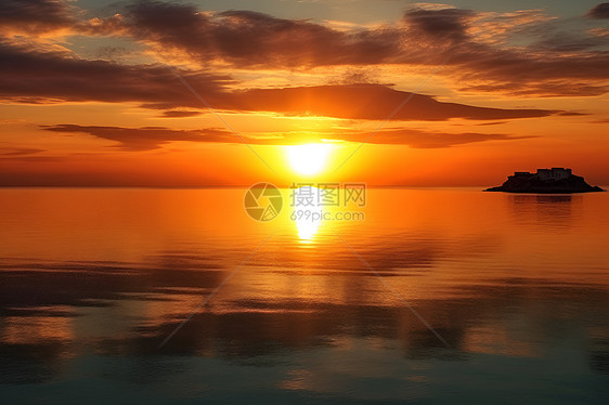 日落时的海面图片