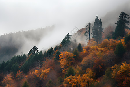 山林间云雾缭绕图片