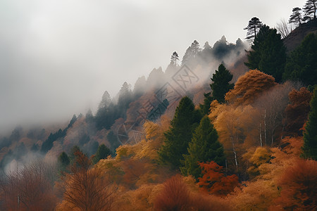 山林秋霜的美景图片