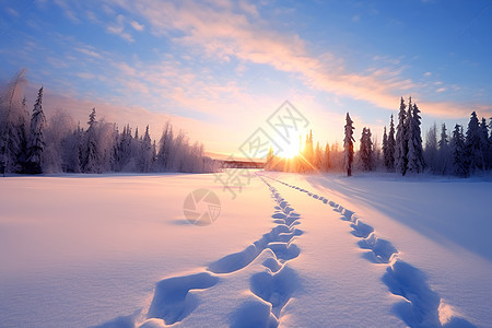 森林中的雪地图片