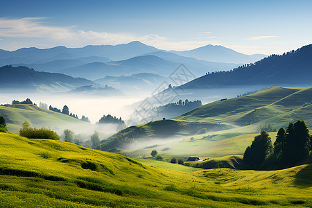 朦胧山谷景色图片