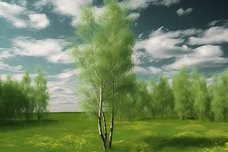 春日绿色树木图片