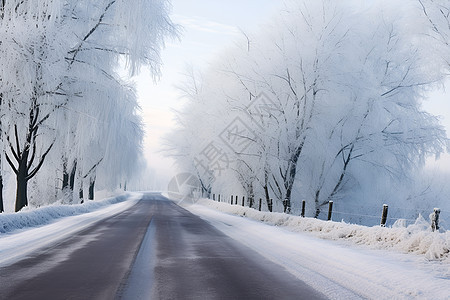 户外树木上的白雪图片