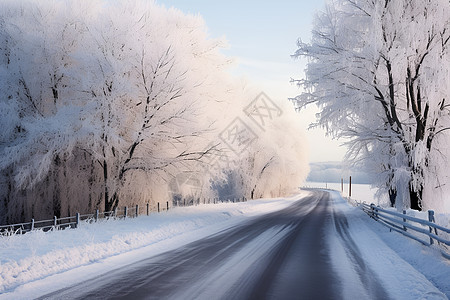 户外公路上的白雪图片