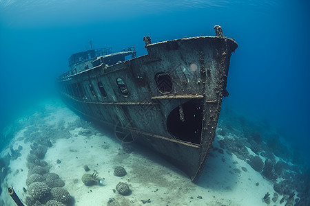 潜入深海的沉船图片