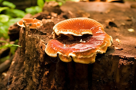 户外树桩上的蘑菇图片