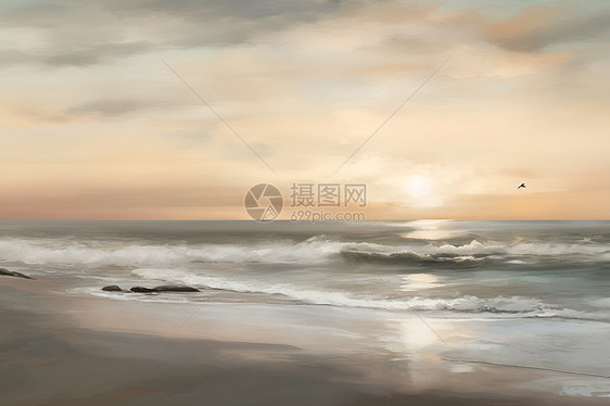 阳光照耀的海洋沙滩图片