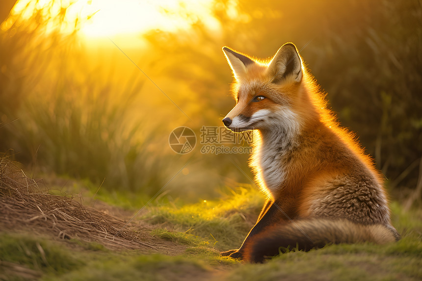 夕阳下的狐狸动物图片