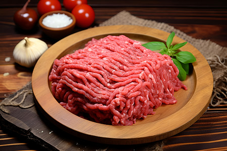 盘子中新鲜的肉末背景图片
