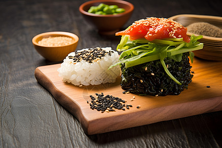 黑芝麻米饭健康美味的米饭背景