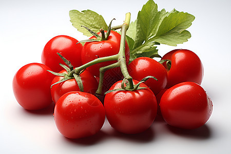 白色背景下的红色番茄图片